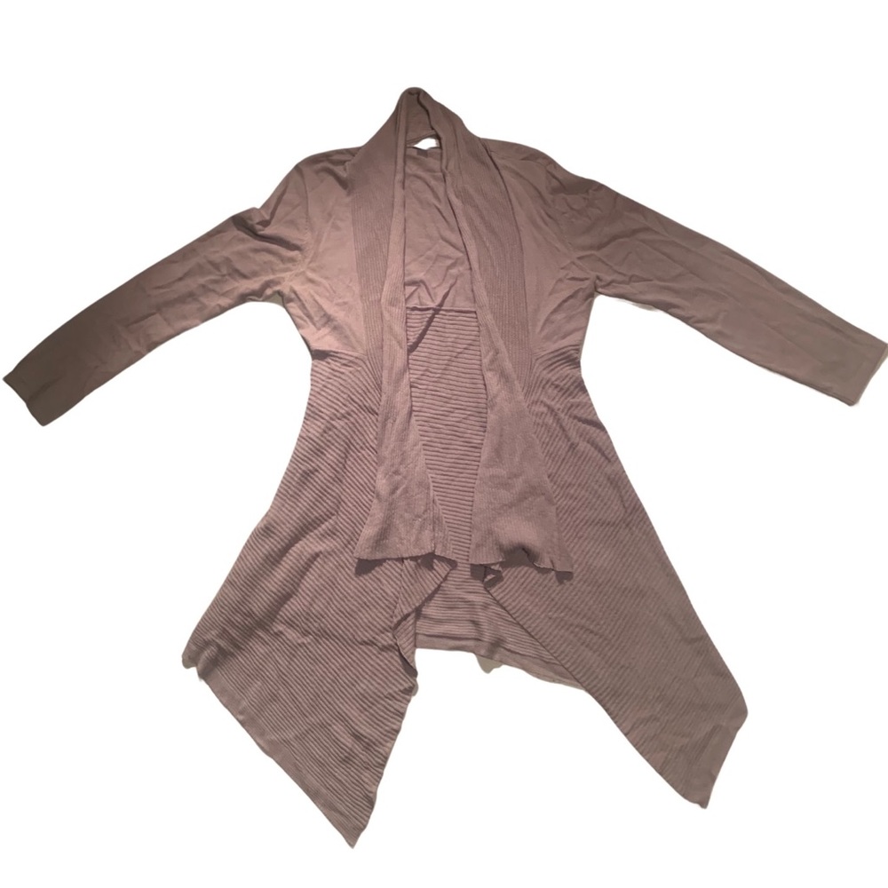 NY & Co Taupe Beige High Low Open Front Cardigan M